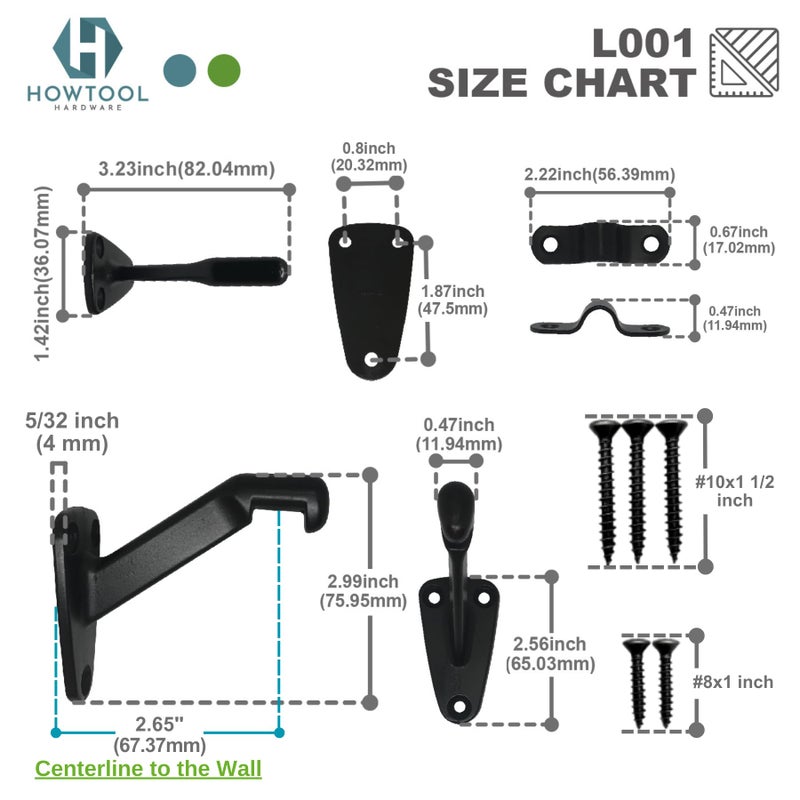 HOWTOOL Heavy Duty Handrail Bracket Oil Rubbed Bronze Black, 3 Pack | HOWTOOL - Image 4